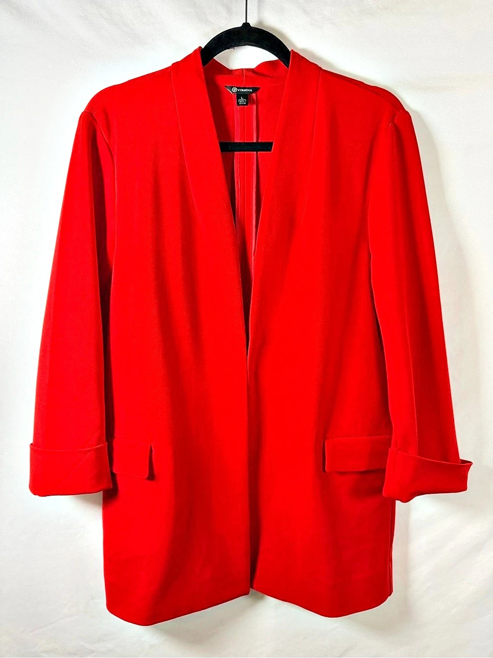 Versona vivid Red Longline Open Front Blazer Jacket L